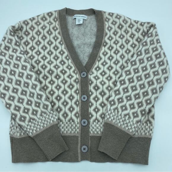 Cupcakes & Cashmere Sweater XS Eyelash Geo Boyfriend Cardigan Oversized - Picture 3 of 8